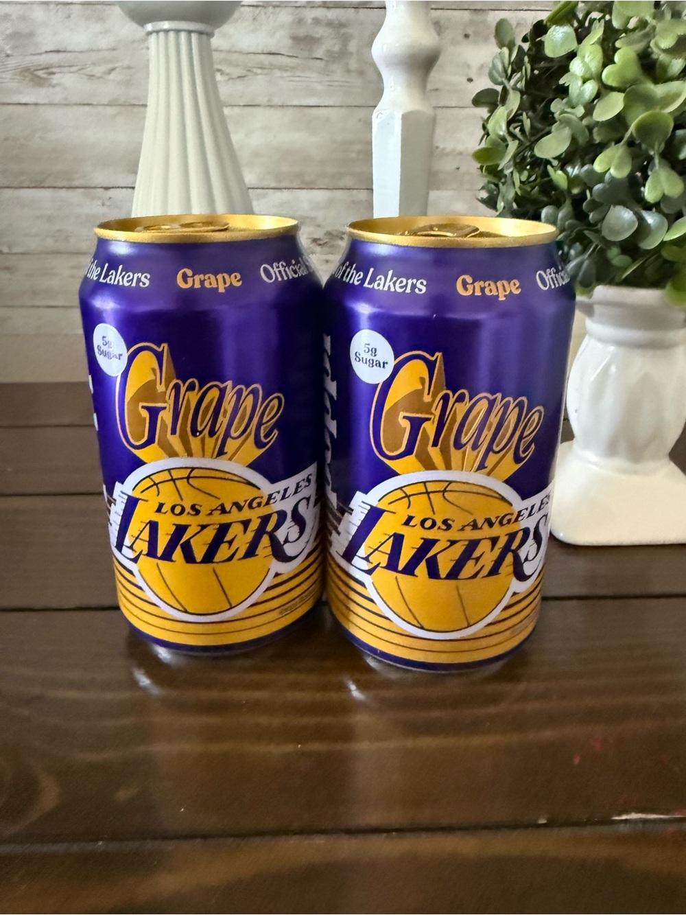 2 new cans of poppi Los Angeles Lakers Grape Soda Can Purple & Gold new